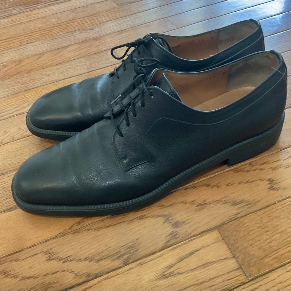 Salvatore Ferragamo Studio Oxford Lace-up Leather Shoe, Black, Men’s Sz 12